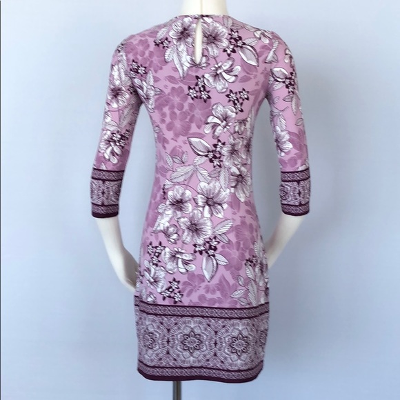 WHBM 3/4 Sleeve Floral Print Knit Shift Dress XXS - Picture 8 of 11